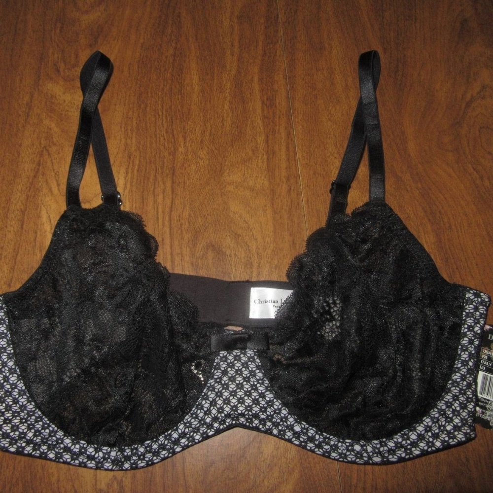 Christian Lacroix Paris Black Off White Bra NEW